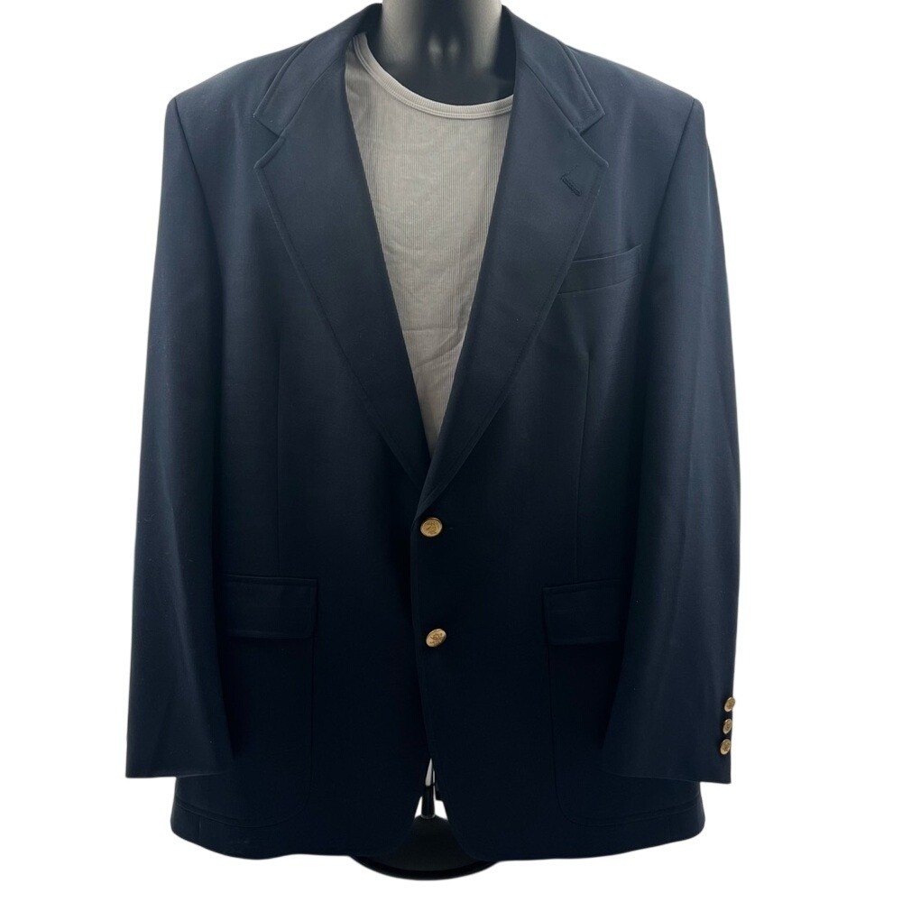 Jack Nicklaus Tournament Series Mens Navy Blue 2-Button Gold Crest Blazer Jacket